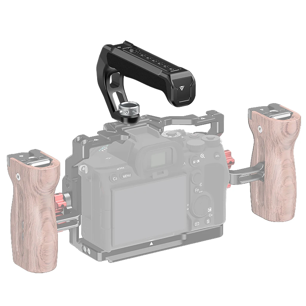Kamera-Handgriff mit Arri-Befestigungsschraube, Monitor-Mikrofon-Rig, Cold Shoe für Nikon Canon Sony DSLR-Kamera-Gehäusegriff – Detail 31