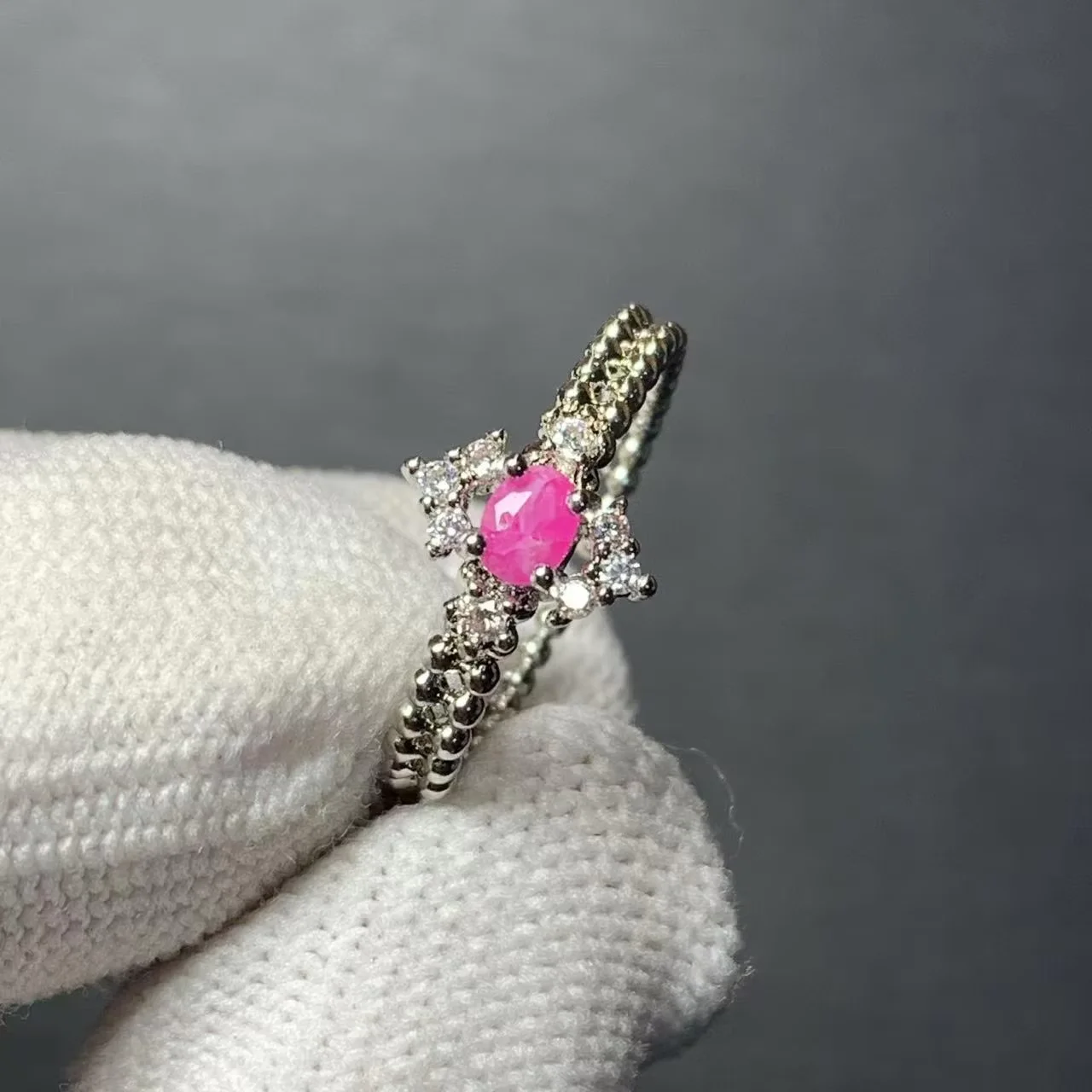 HEYYA STONE Natural Ruby Ring For Women 925 Silver Plated Simple Fine Jewelry Stone Gemstone Classic Style
