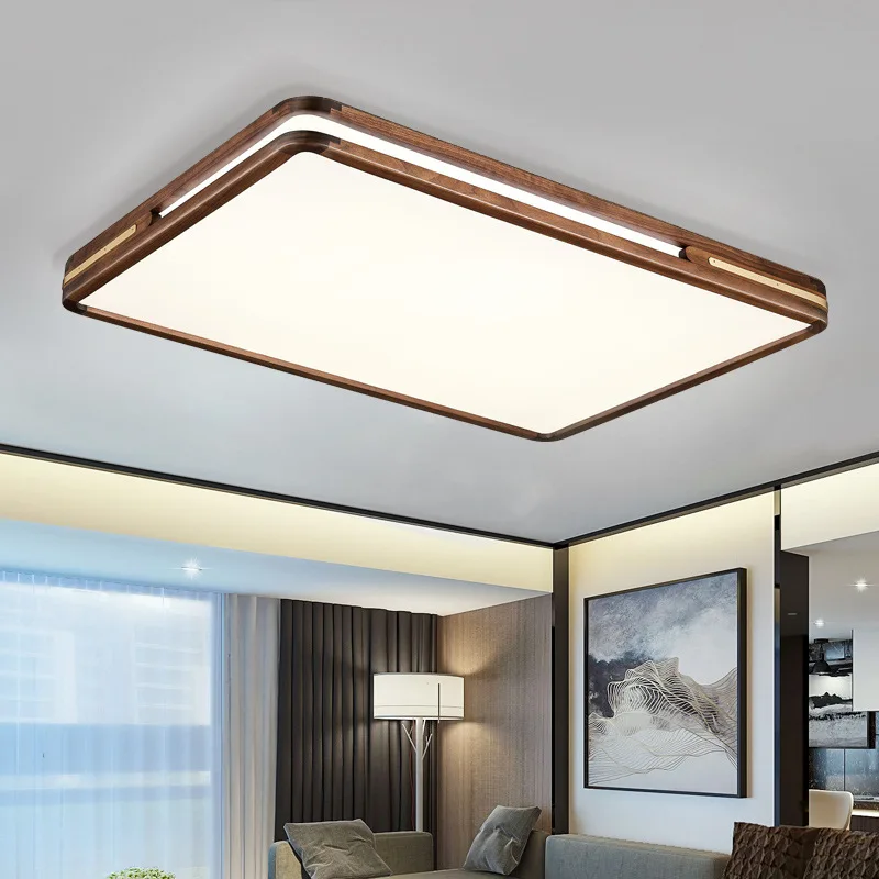 New Chinese ceiling lamp antique black walnut solid wood lamp set dining room Chinese style simple Chinese living room lamp