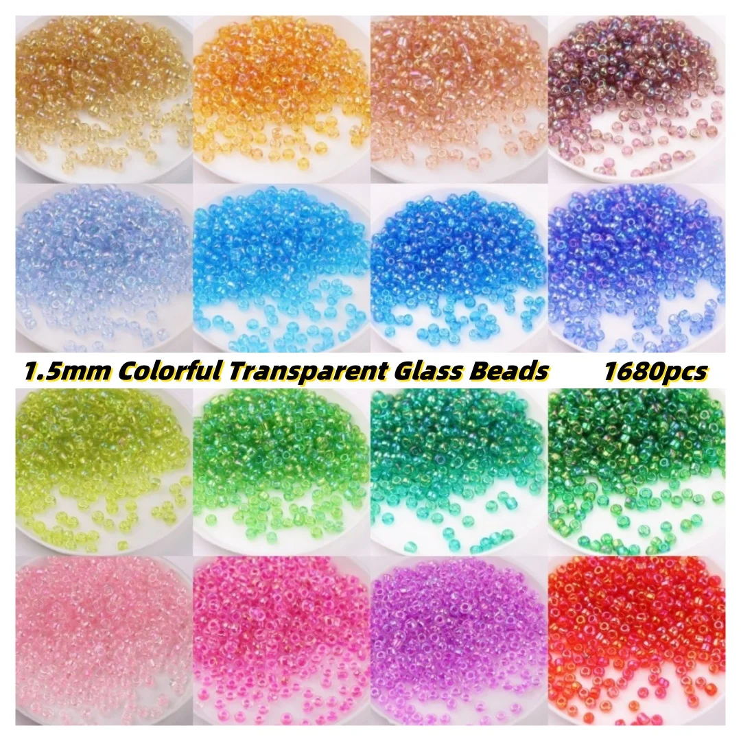 

1680 шт. 1,5 мм цветные прозрачные чешские стеклянные бусины-прокладки, ювелирные изделия ручной работы, аксессуары для шитья одежды своими руками