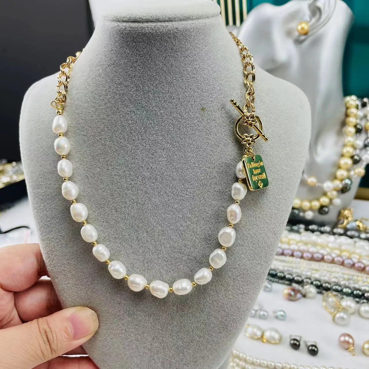 Exquisite 5style coin white freshwater pearl necklace Long 17