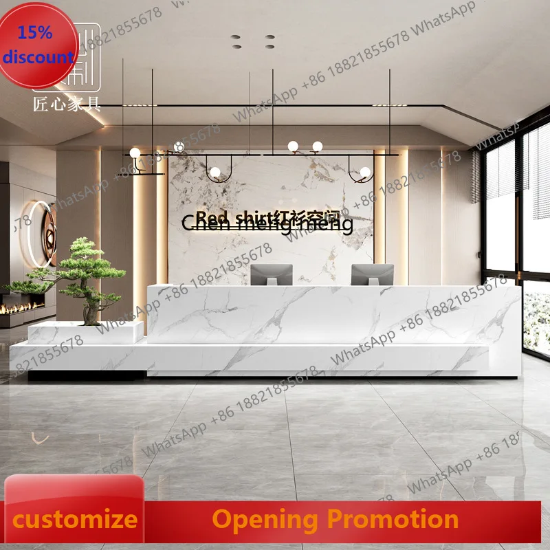 مكتب استقبال لفندق الشركة، طاولة بار لصالونات التجميل الرخامية، مكتب استقبال لمؤسسة التدريب على الطراز الصيني الحديث