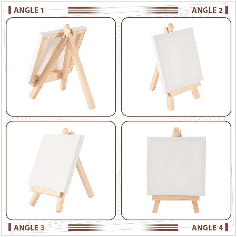 

A08E-20Pcs Mini Canvas Drawing Board With Easel, Painting Canvas Panel, Suitable For Art Painting Party Supplies