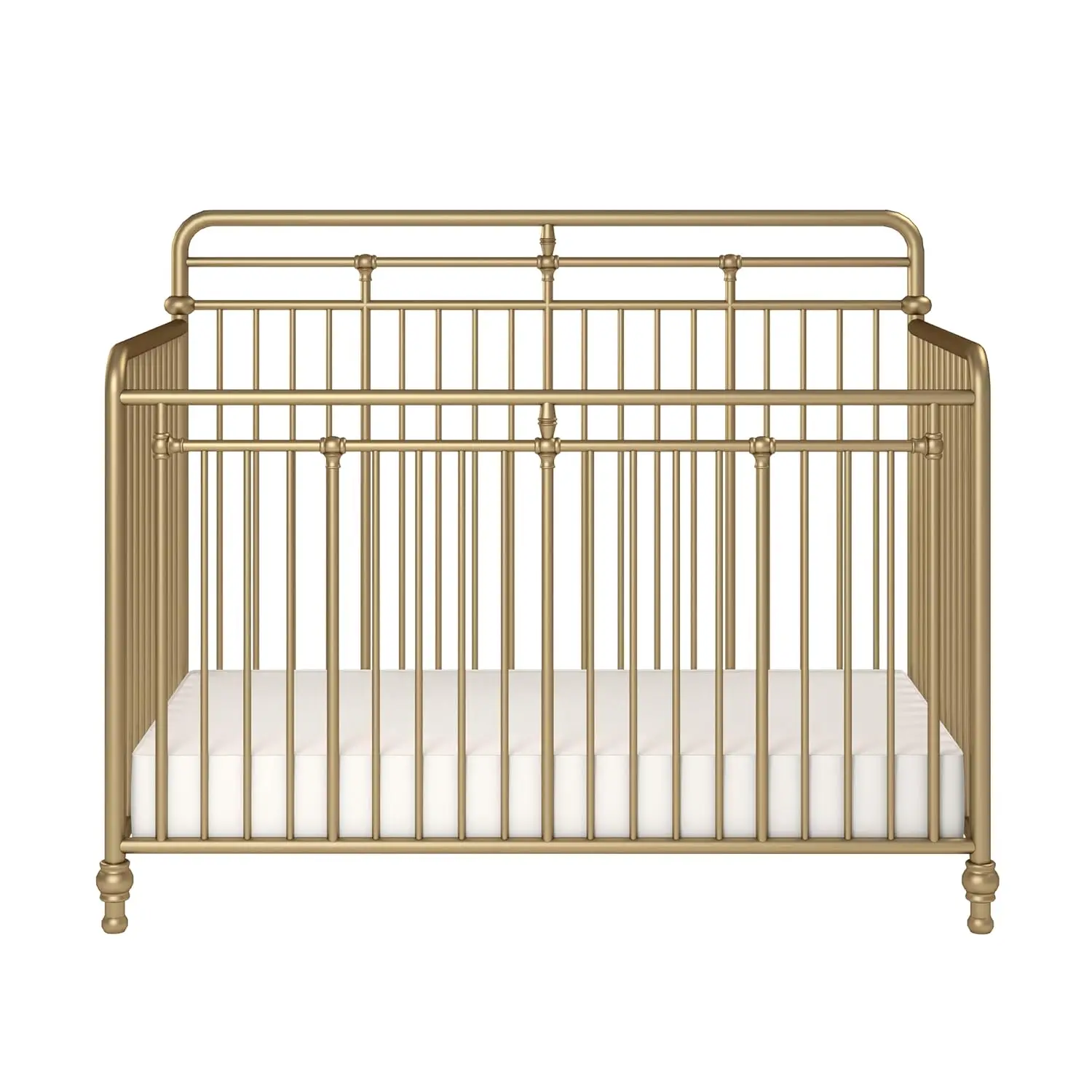 Monarch Hill Hawken 3 In 1 Convertible Metal Crib, Gold