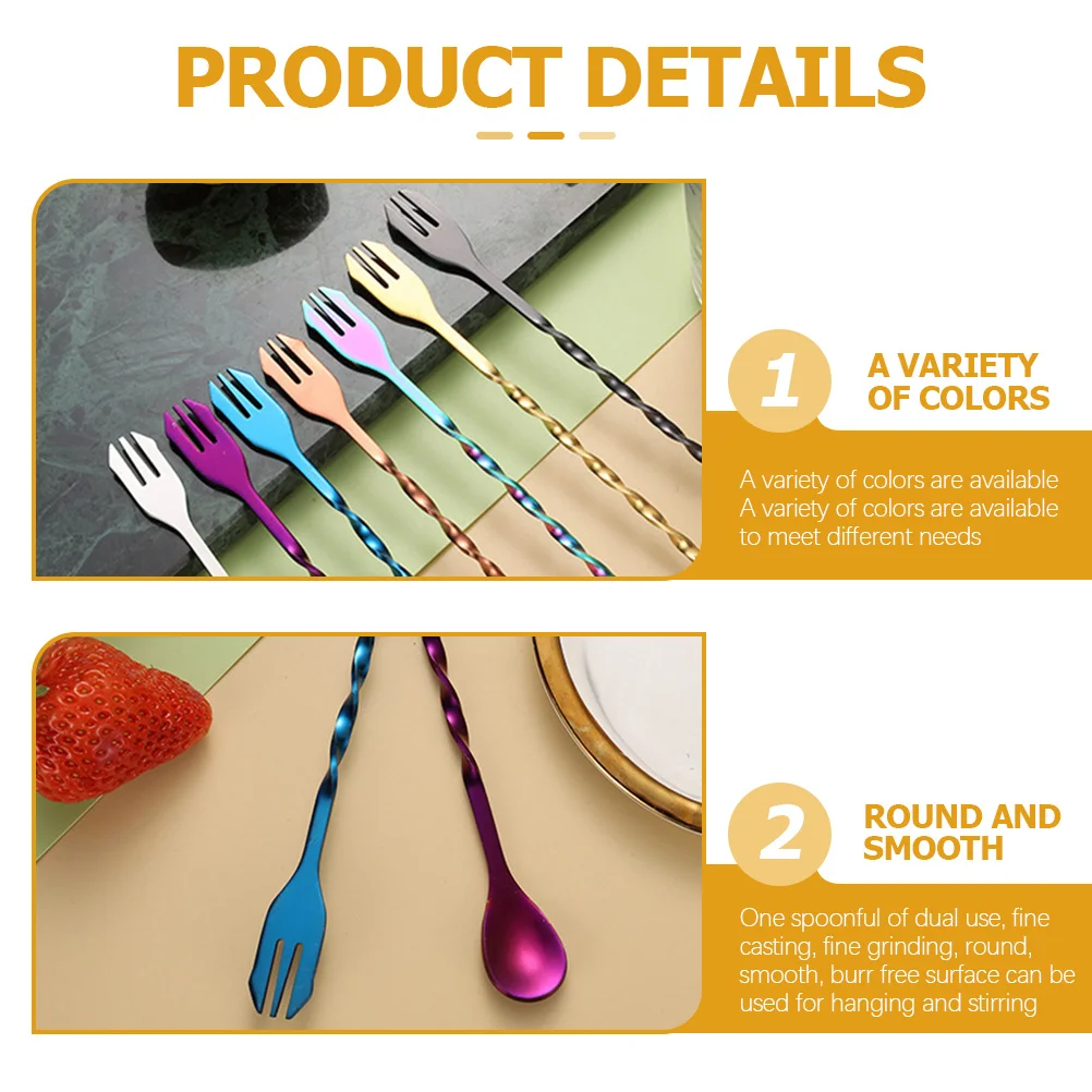 

7Pcs Cocktail Stirring Spoons Stainless Steel Double-Head Spiral Bar Spoons for Coffee Tea Juice Mixing Cocktail Stirrer