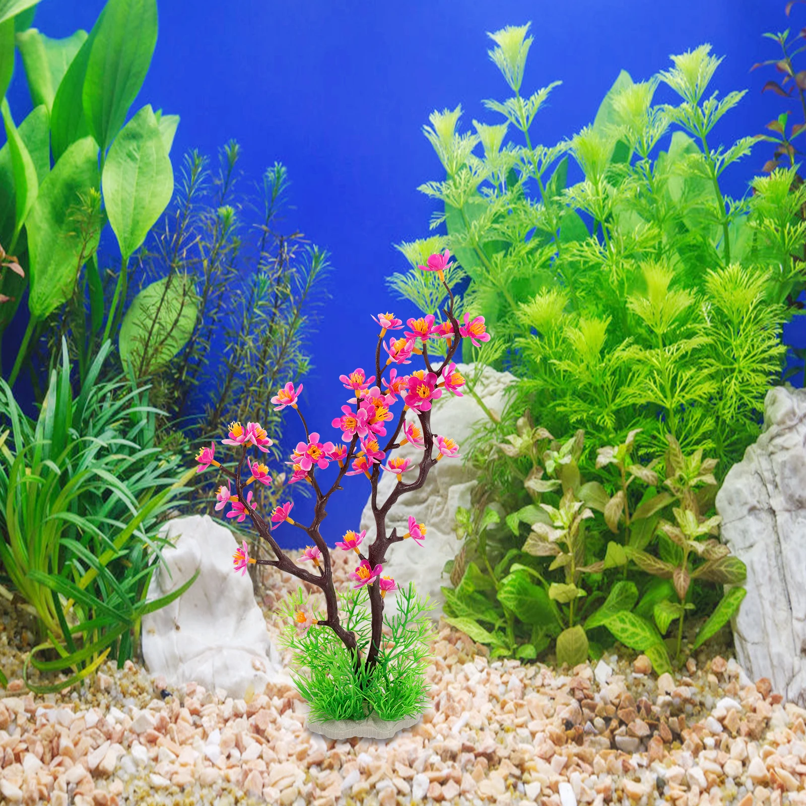 

Simulated Aquarium Plants CT115 White Purple Fake Fish Tank Decor Plum Blossom Plastic Watergrass Safe Wear Resistance Longtime