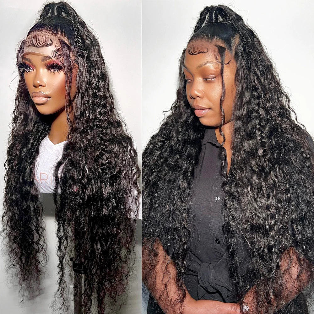 250 High Density 360 Full Hd Lace Front Human Hair Wig Pre Plucked 30 Inch Glueless Wig 13X6 Water Wave Frontal Wig Human Hair