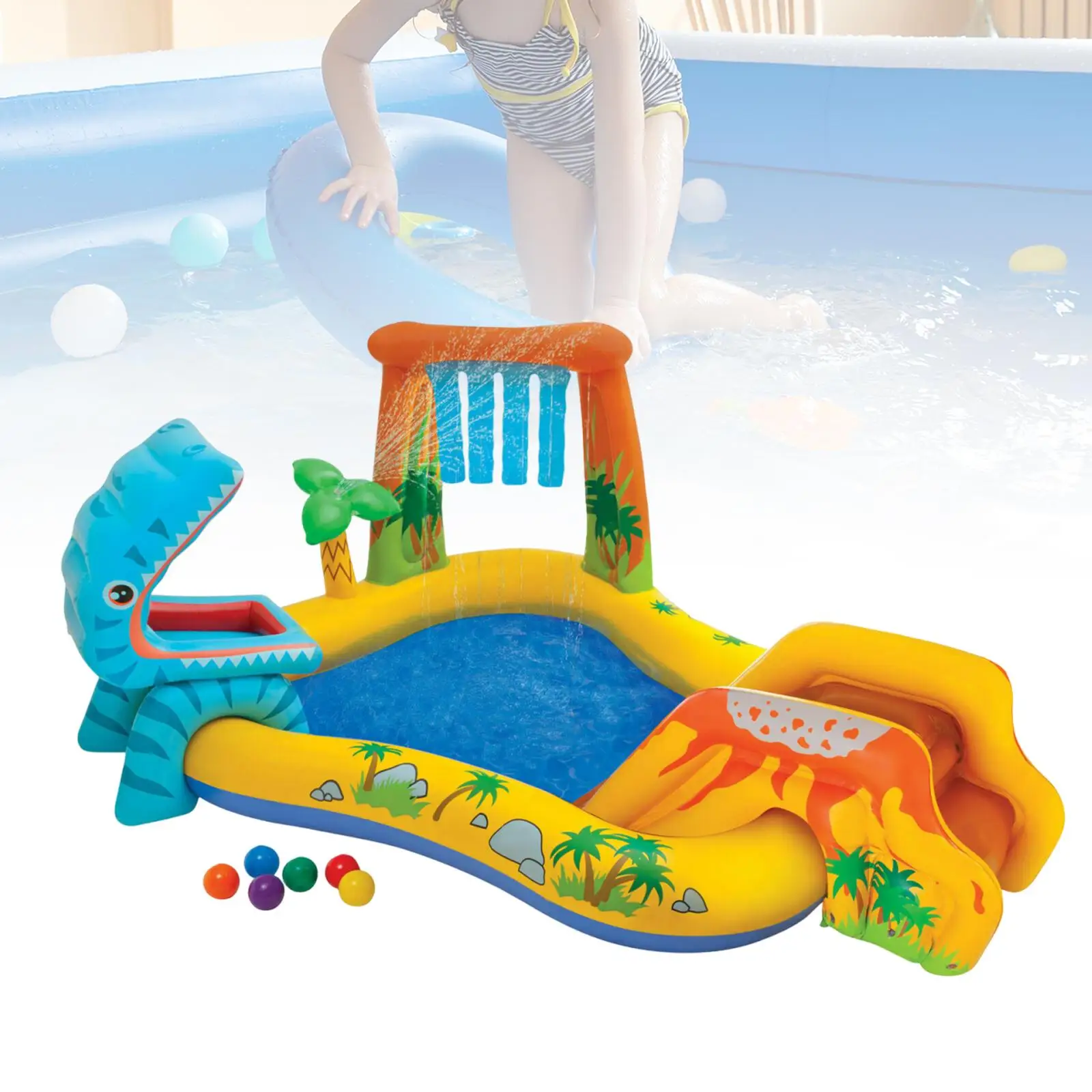 Inflatable Play Center Inflatable Kiddie Pool for Boys Girls Kids Backyard