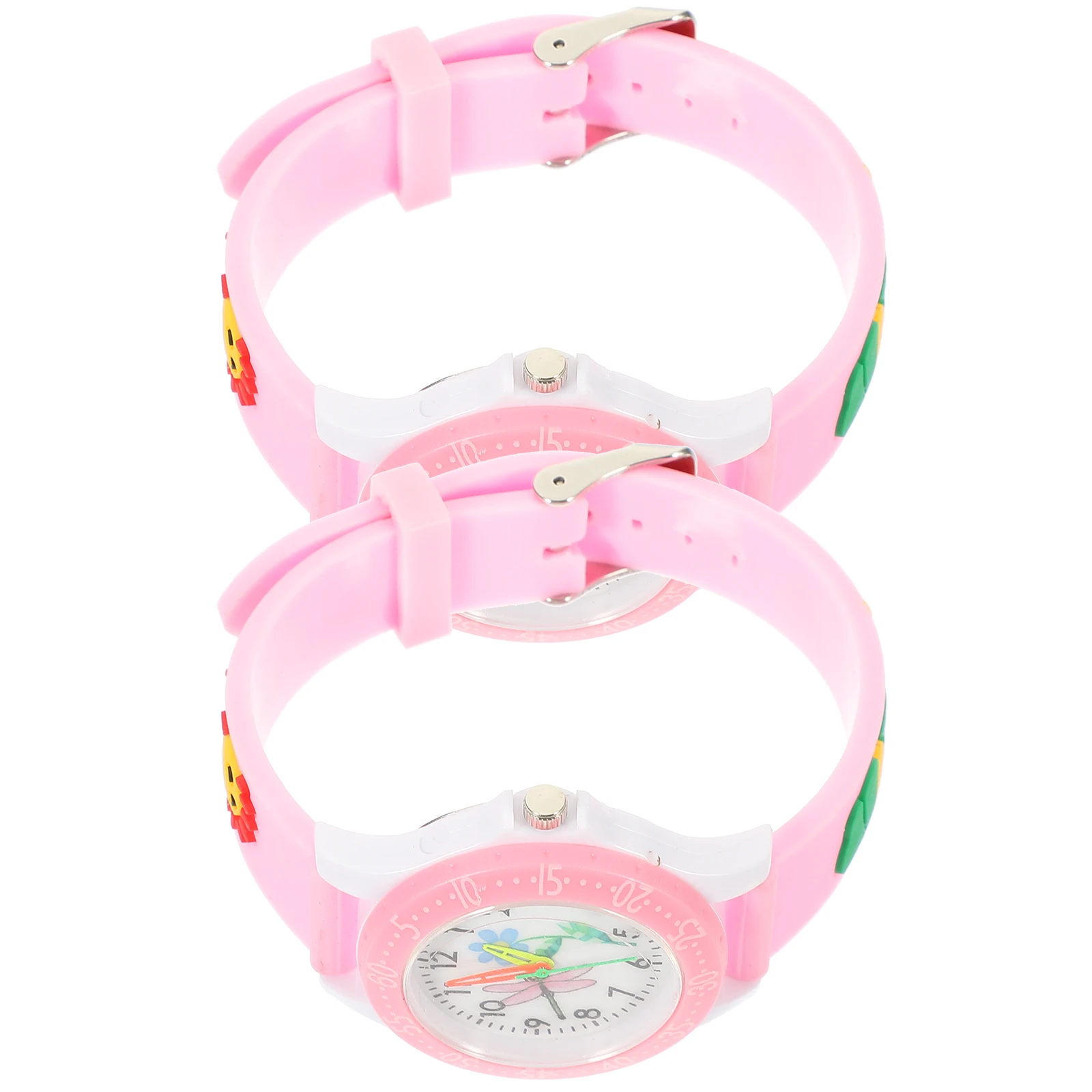 

2PCS 3D Watch Kids Cartoon Wristwatch Student Watches Durable Kids Wristwatch Soft Strap Birthday Gift Timekeeping