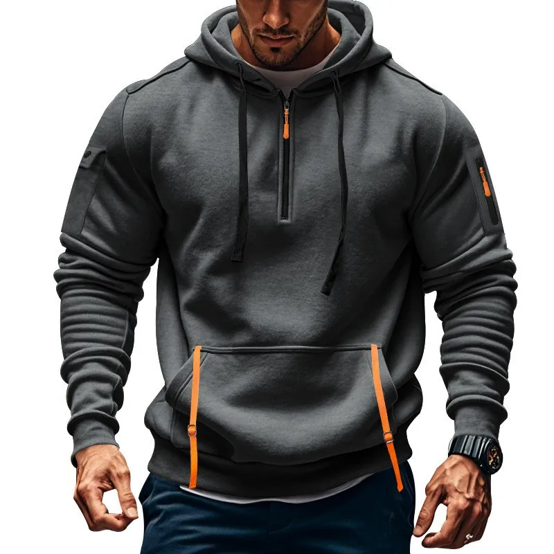 

Men's Hoodie Pullover Fashion Sweatshirt Zipper Multi-Pocket Casual Sportswear Loose Fit Spring Autumn Comfortable Hoodie Jacket