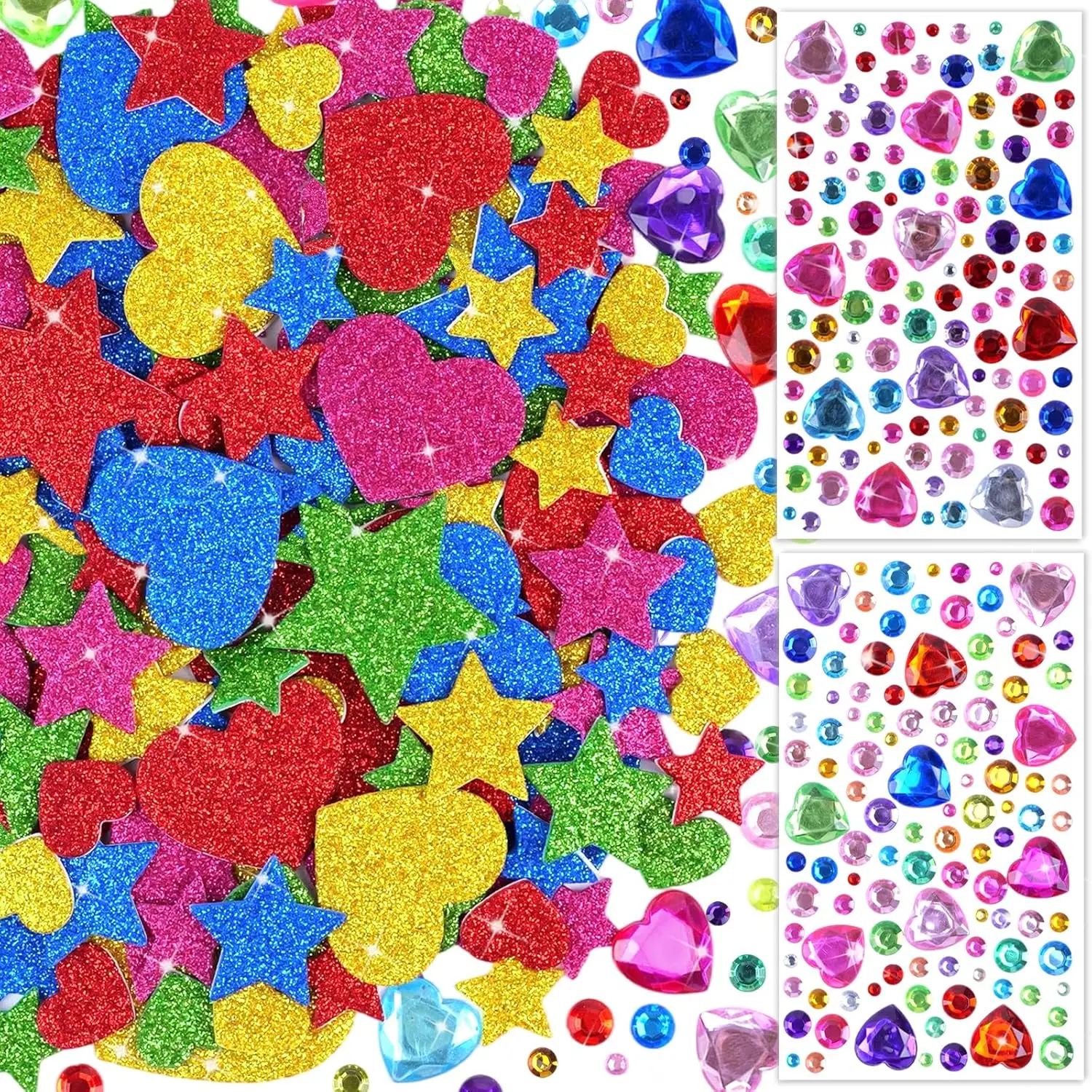 846Pcs 3D Foam Stickers&Gem Stickers Colorful Glitter Foam Rhinestone Jewel Sticker for Crafts, Envelopes, Home Decor, Christmas