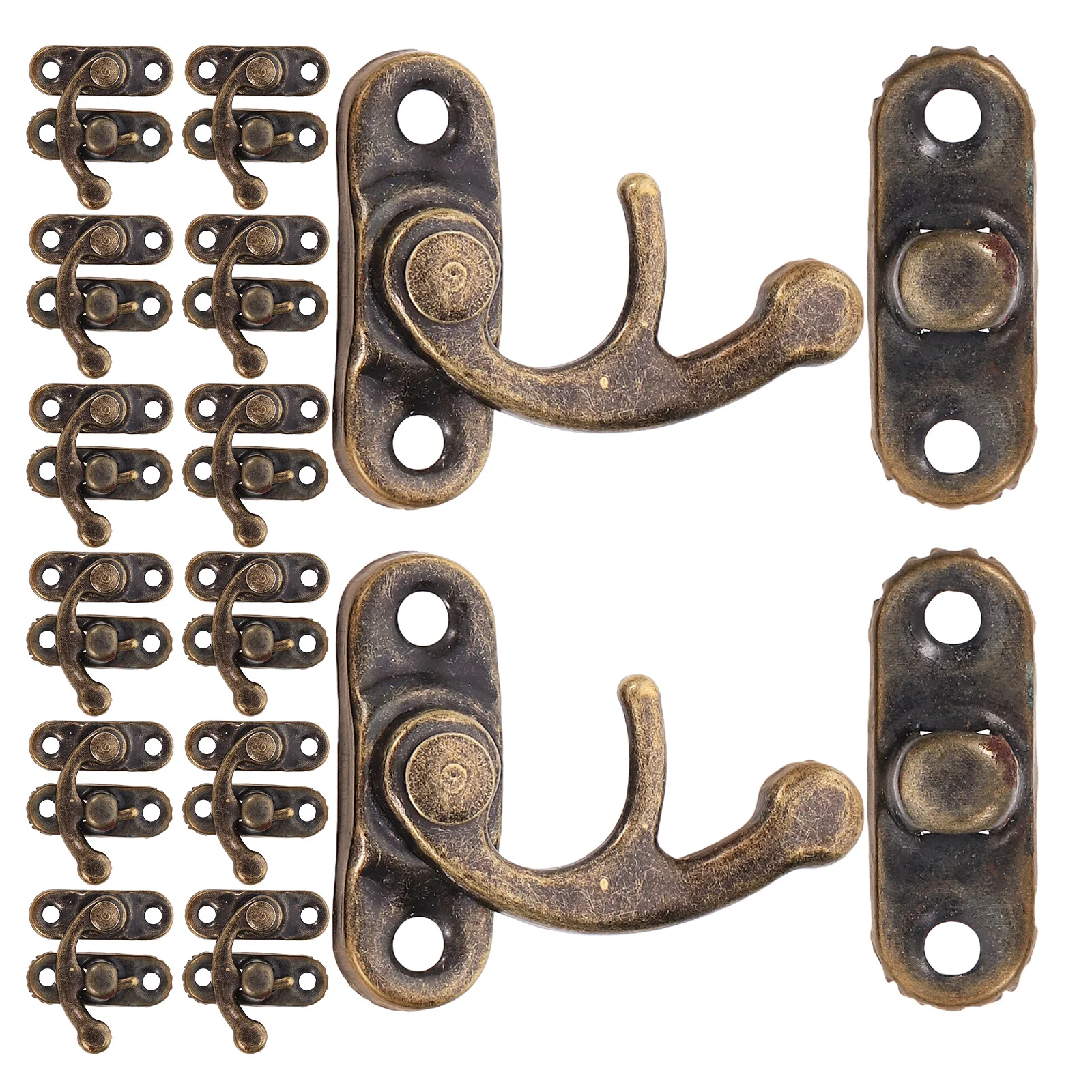 

20Pcs WoodBoxLocks VintageCabinetLatch HookStyle SuitcaseHook SmallBoxHardware JewelryLatches IronHasp Clasp