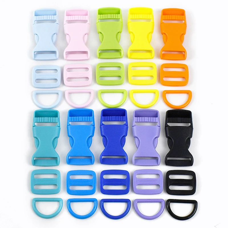 2/5Set Meetee 15/20/25mm Plastic D Ring Side Release Buckle Tri-Glide Slider Clasp Bag Strap Webbing Belt Adjust Hook Pet Collar