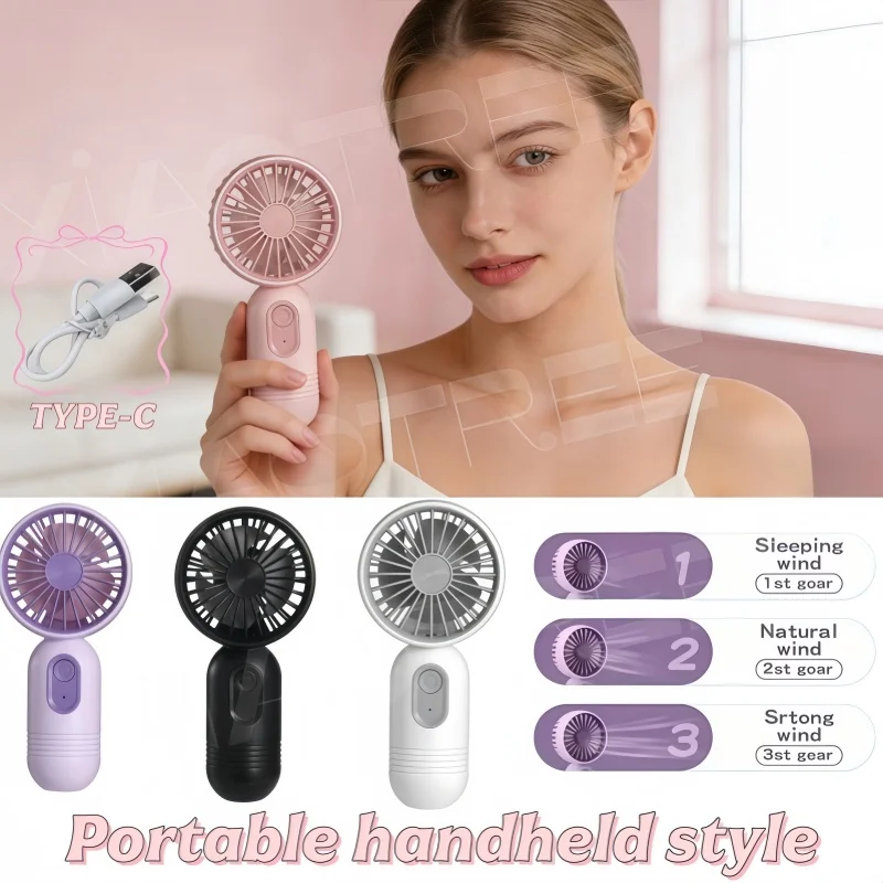 

Портативный вентилятор XIAOTREE, перезаряжаемый через USB, 3-скоростной ручной вентилятор для мужчин и женщин, подходит для офиса, путешествий на природе и кемпинга.