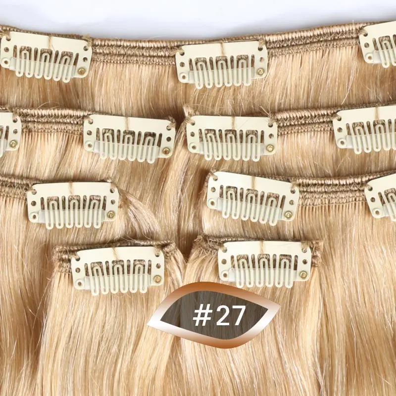 Ali Queen Haar 7 stks/set Body Wave Clip In Menselijk Haarverlenging Ombre Kleur Blond 613 #   12"-26" Braziliaans machinaal gemaakt remy-haar