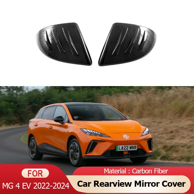 

for MG4 4 EV Mulan EH32 2022 2023 2024 2 Pcs Carbon Fiber Car Exterior Side Rearview Mirror Cover Trim Accessories Car-styling