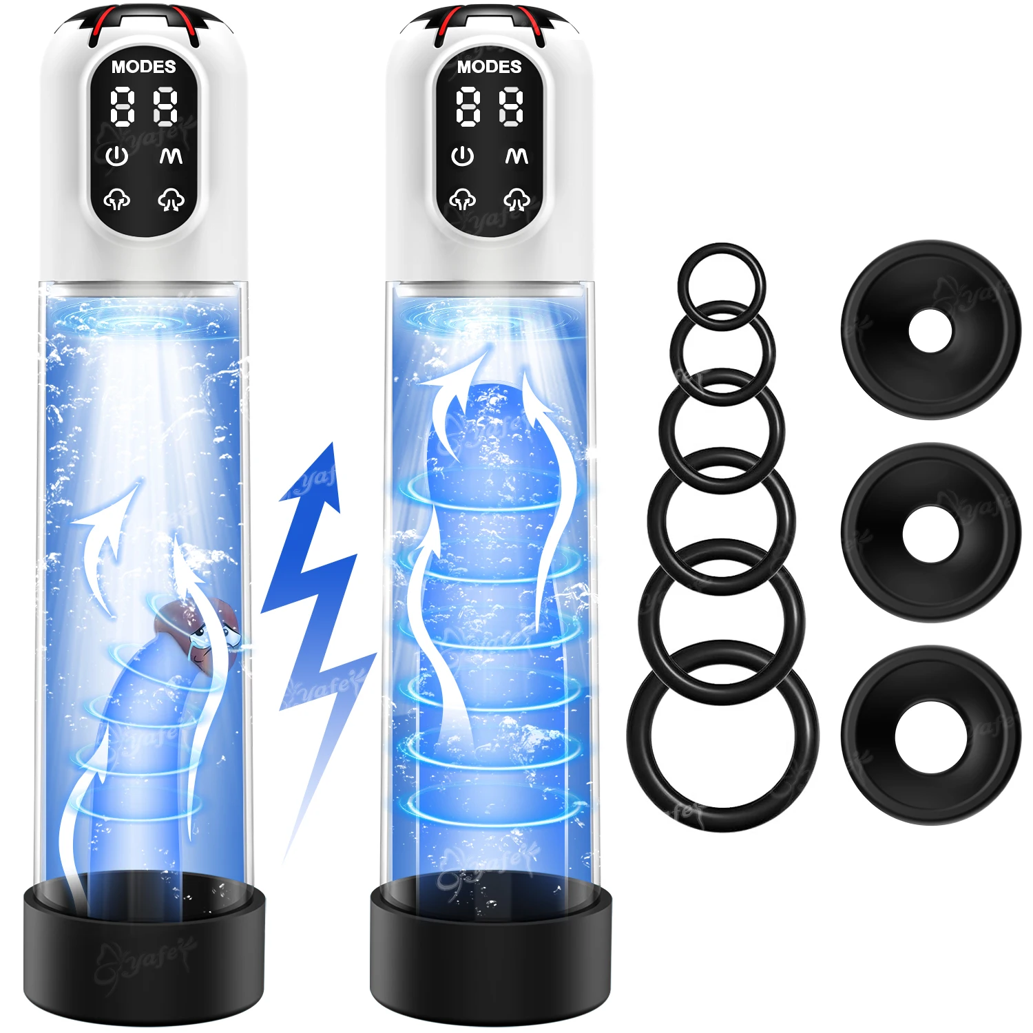 Electric Penis Pump Adult Sex Toys for Men Water Pump Penis Erectile Extender 4 Training 3 Suction Modes 6 Penis Ring 3 Sleeves