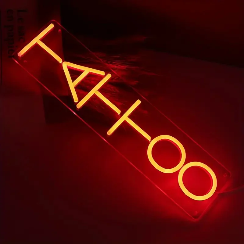 Neon Signs Tattoo Salon LED Pink Wall Art Decoration Neon Lights Suitable For Commercial Shop Sign Bedroom USB TATTOO Neon Signs