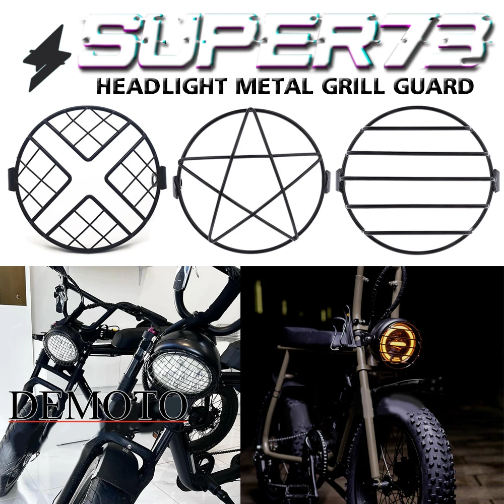 For Super73 S1 S2 Y1 SUPER 73 Motorcycle Headlight Metal Grill Guard Lamp Cover Protector Holder