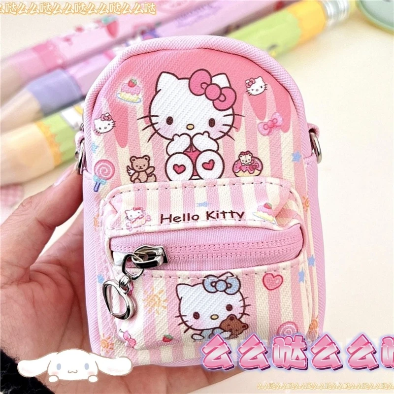 hello kitty kuromi Sanrio kawaii cross-body keychain coin purse children adult coin headphones women's bag PU anime