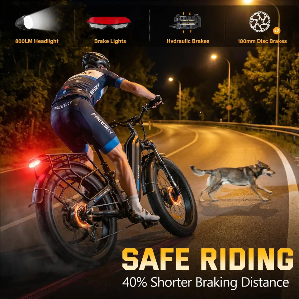 FREESKY 4000W 210Nm AI Dual Motor Electric Bike For Adults Ranger Air 105mile Long Range Ebikes,34MPH,Full suspension,26’fat tire,Step-thru,Mountain,hunting image 10