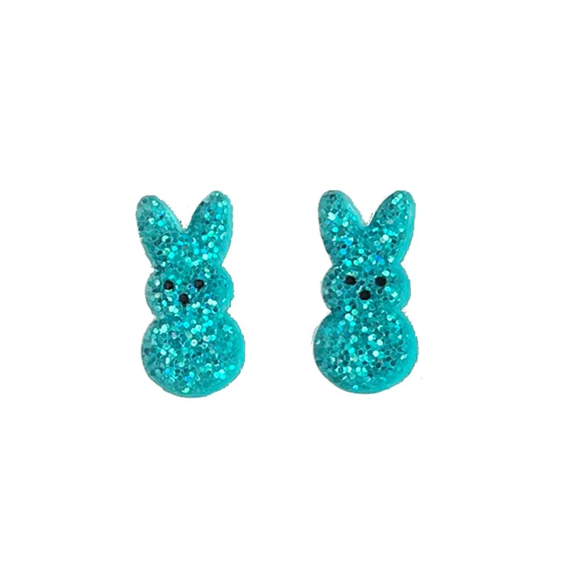 Boucles d'oreilles lapin de Pâques moelleuses, boucles d'oreilles kly, goujons scintillants, lapin de Rotterdam, faveur de fête de Pâques, acrylique, # EAR1000307, 2025