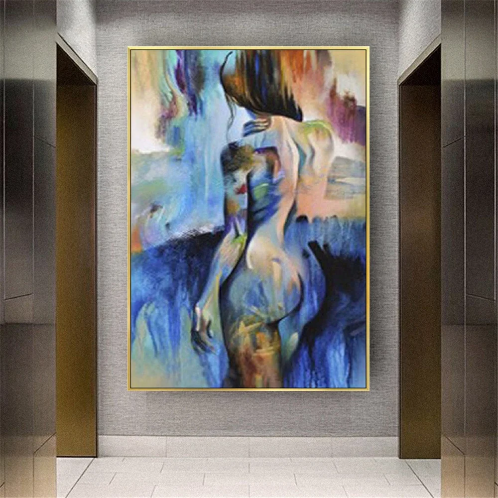 

Pop Hand-Painted Modern Canvas Drawing Latest Sexy Nude Woman Portrait Oil Paintings Wall Art Pictures Hanging Mural For Bedroom