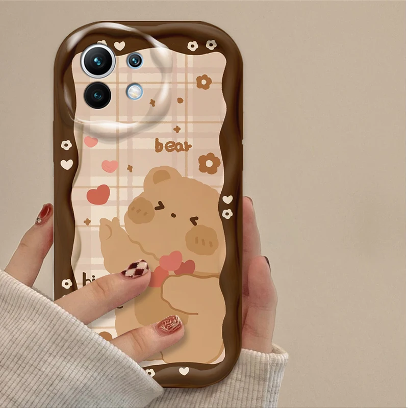 جميل القهوة الدب قضية الهاتف ل Xiaomi POCO X7 X6 X5 X3 NFC F7 الترا F6 F5 برو F4 F3 GT M5S C65 C75 M3 M4 M5S M6 M7 برو 4G 5G