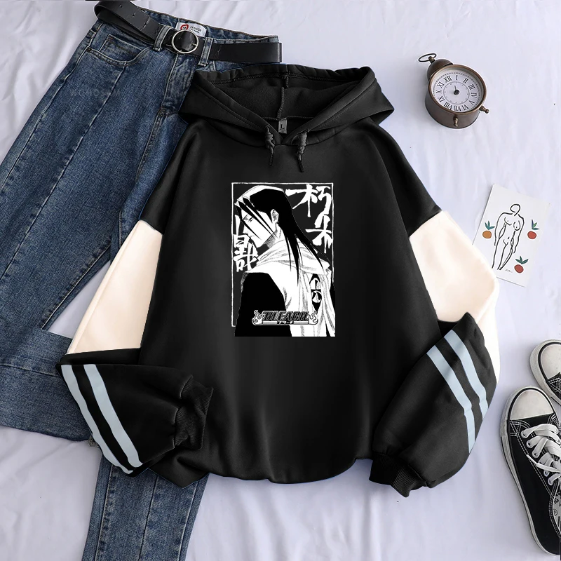 Japanese Anime Bleach Hoodies Men Hip Hop Long Sleeve Streetwear Women Casual Winter Harajuku Byakuya Kuchiki Manga Sweatshirts