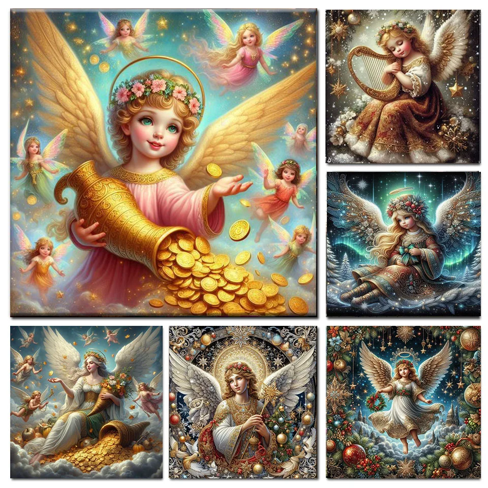 Angel Diamond Painting Stitch Girl Baby Full Round Square Diamond Mosaic Gold Coins Set Embroidery New Arrivals Art Home Decor