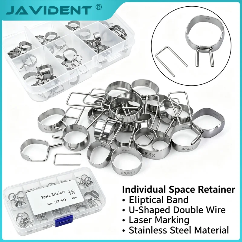 40PcsDental Space Maintainer Preformed Orthodontics Braces Ring-Attached Buccal Tubular Primary Tooth Retainers Dental Materials