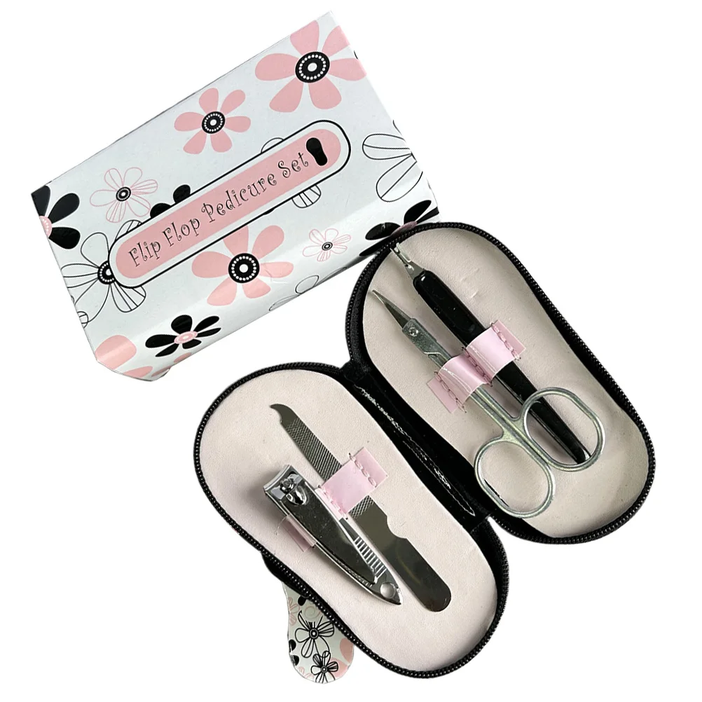 1 セット花柄スリッパ爪切りミニマニキュアセットステンレス鋼ネイルケアキット女性のためのポータブルマニキュアツール