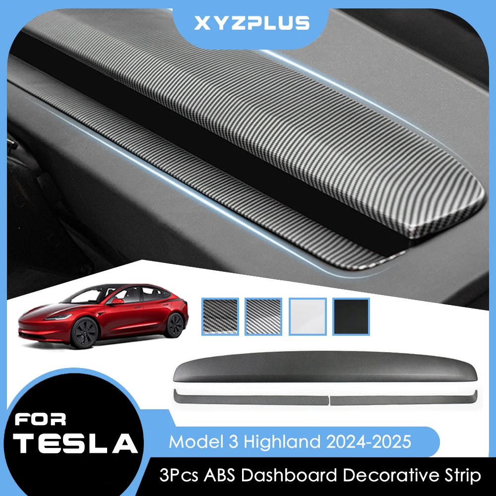 

For Tesla Model 3 Highland 2024 2025 Dashboard Trim Strip Cover Instrument Panel Trim Frame ABS Decor Strip Interior Accessories