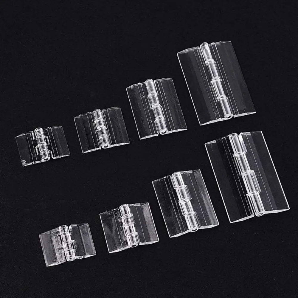 2Pcs New Transparent Plastic Folding Hinge Clear Acrylic Door Hinges ABS Foldable Furniture Hardware Cabinet Door