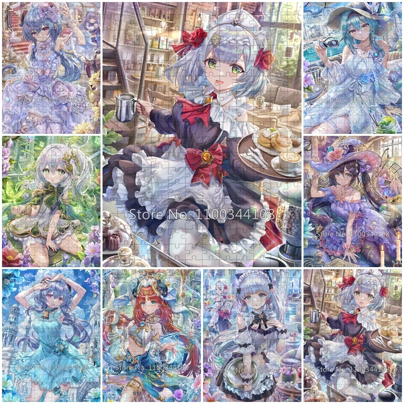 300/500/1000 Pieces Jigsaw Puzzles Genshin Impact Game Puzzle Cartoon Anime Girl Puzzles Handmade Creative Gifts for Girls