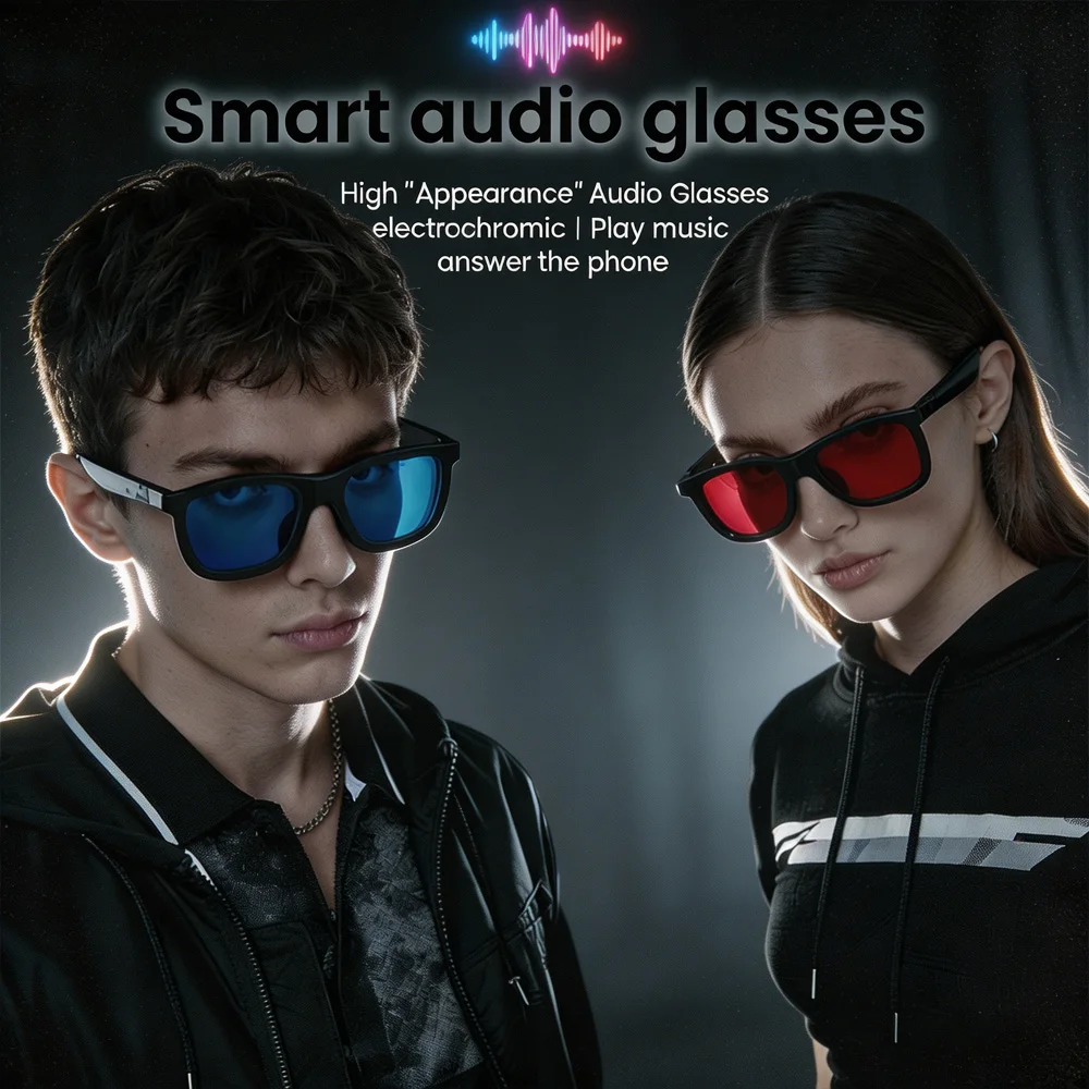 

New Smart Audio Glasses Bluetooth Sunglasses Touch Control Color Changing Lens Dual Mic Noise Cancel Clear Sound Handsfree Call
