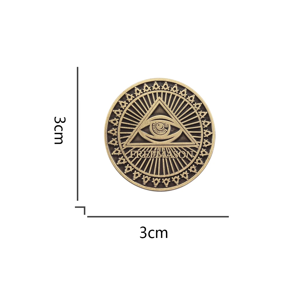 Vektor-Icon-Augen-Brosche, runde Anstecknadeln, Freimaurer-Pyramiden-Dreieck-Augen-Anstecknadel, kreatives Retro-Metall-Abzeichen, Modeaccessoires, Geschenk – Detail 2