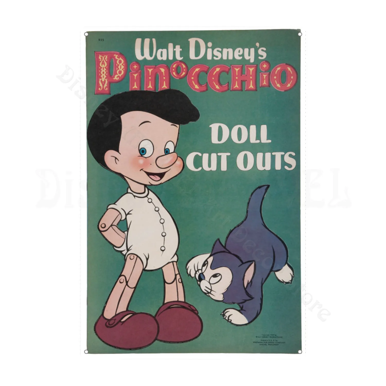 Disney Metal Signs Pinocchio Classic Animated Film Tin Sign Cartoon Metal Poster Wall Art Stickers for Children's Bedroom Decor