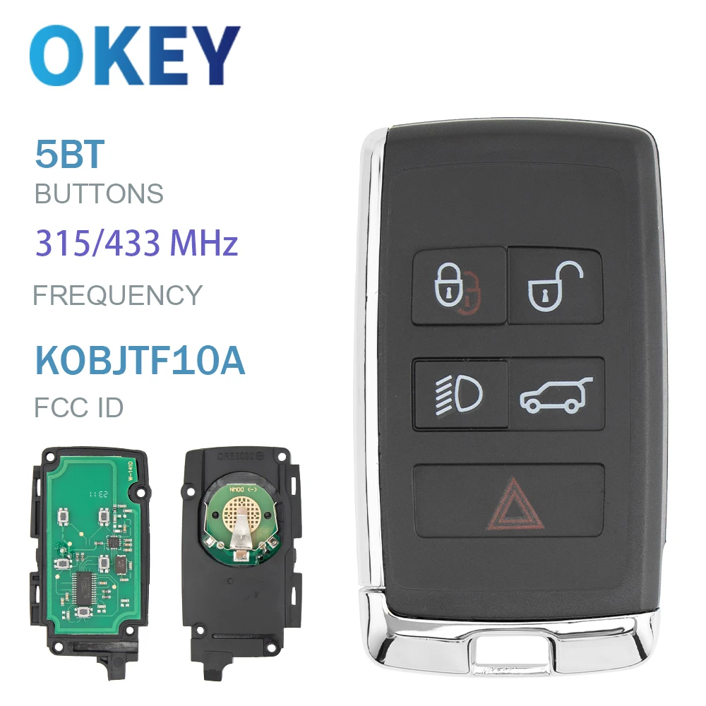 

Okey Remote Smart Car Key KOBJTF10A ID49 Chip 315/433MHz For Land Rover Range Rover Sport Evoque Freelander Jaguar Discovery 4