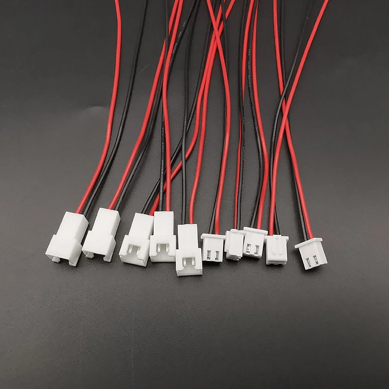 10 Pairs Mini Micro JST XH 2.54mm Pitch 2 Pin Connector XH2.54 2P Male Plug and Female Socket Wire Cable Connectors 26AWG 20CM