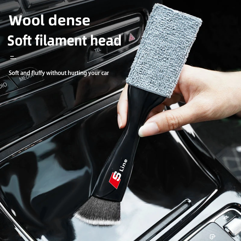 2 In 1 Car Dust Tool Cleaning Brush Accessories For Audi Sline A1 A2 A3 A4 A5 A6 A7 A8 Q1 Q2 Q3 Q4 Q5 Q6 Q7 Q8 TT C6 RS3 RS5 RS7