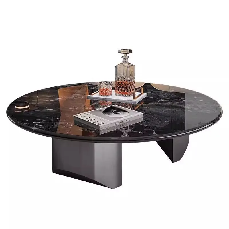 

Living room sofa household rock slab combination round coffee table