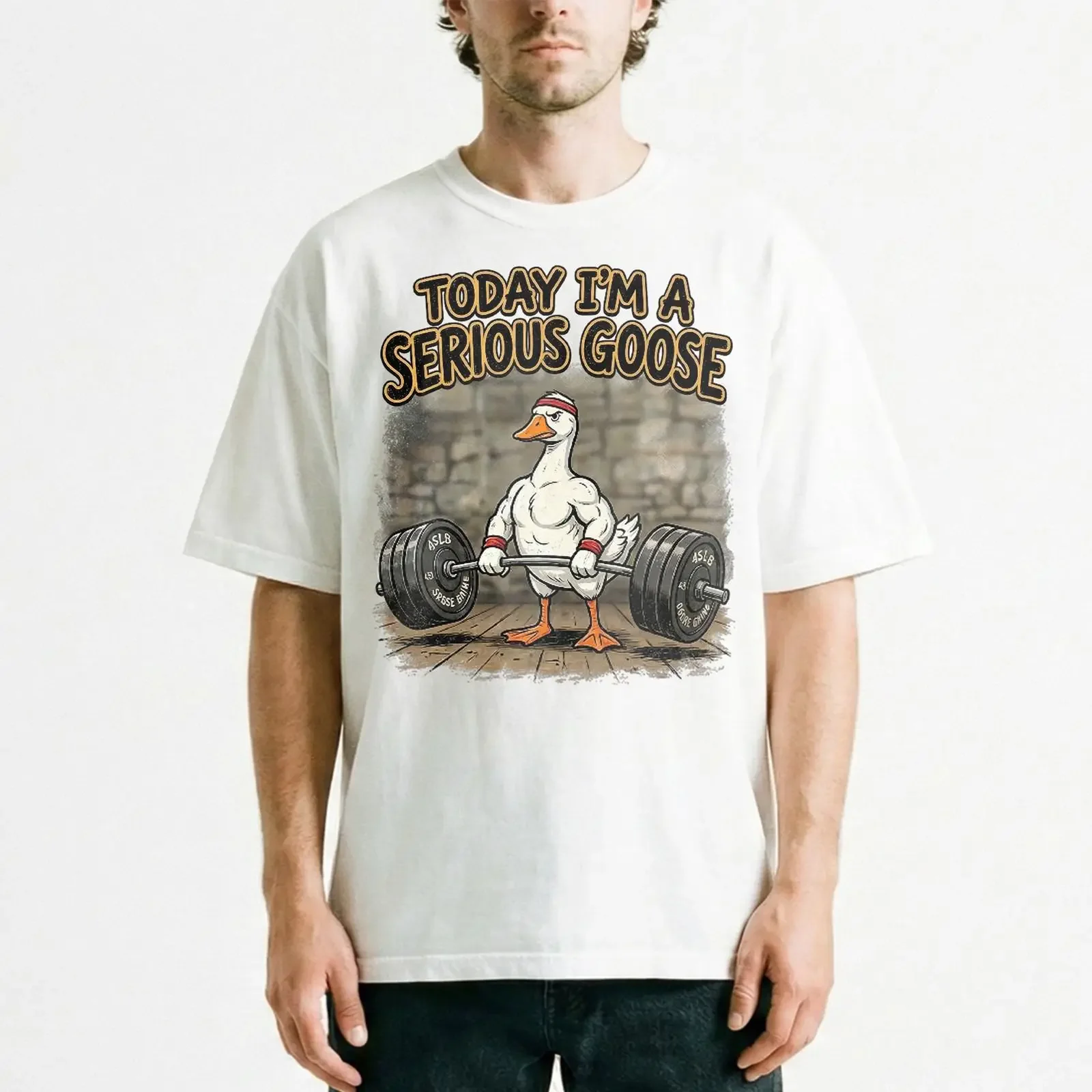 Serious Goose Weightlifting Gym Humor T Shirt Funny Workout Lover vintage Washed fashion Casual Top For Everyday Wear Versatile