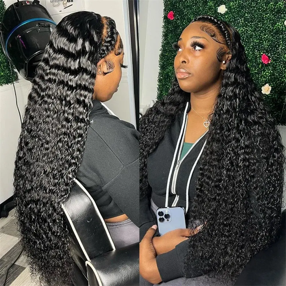 Rosabeauty 13x6 Lace Front Human Hair Wig 13X4 Deep Wave 40Inch Preplucked Glueless Ready To Go Curly Wig 250% Density For Women