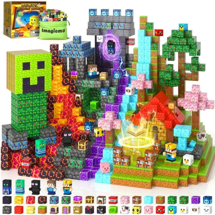 

STEM educational magnetic building blocks for kids ages 4-8 plastic cubes in assorted colors strong magnetism includes storage