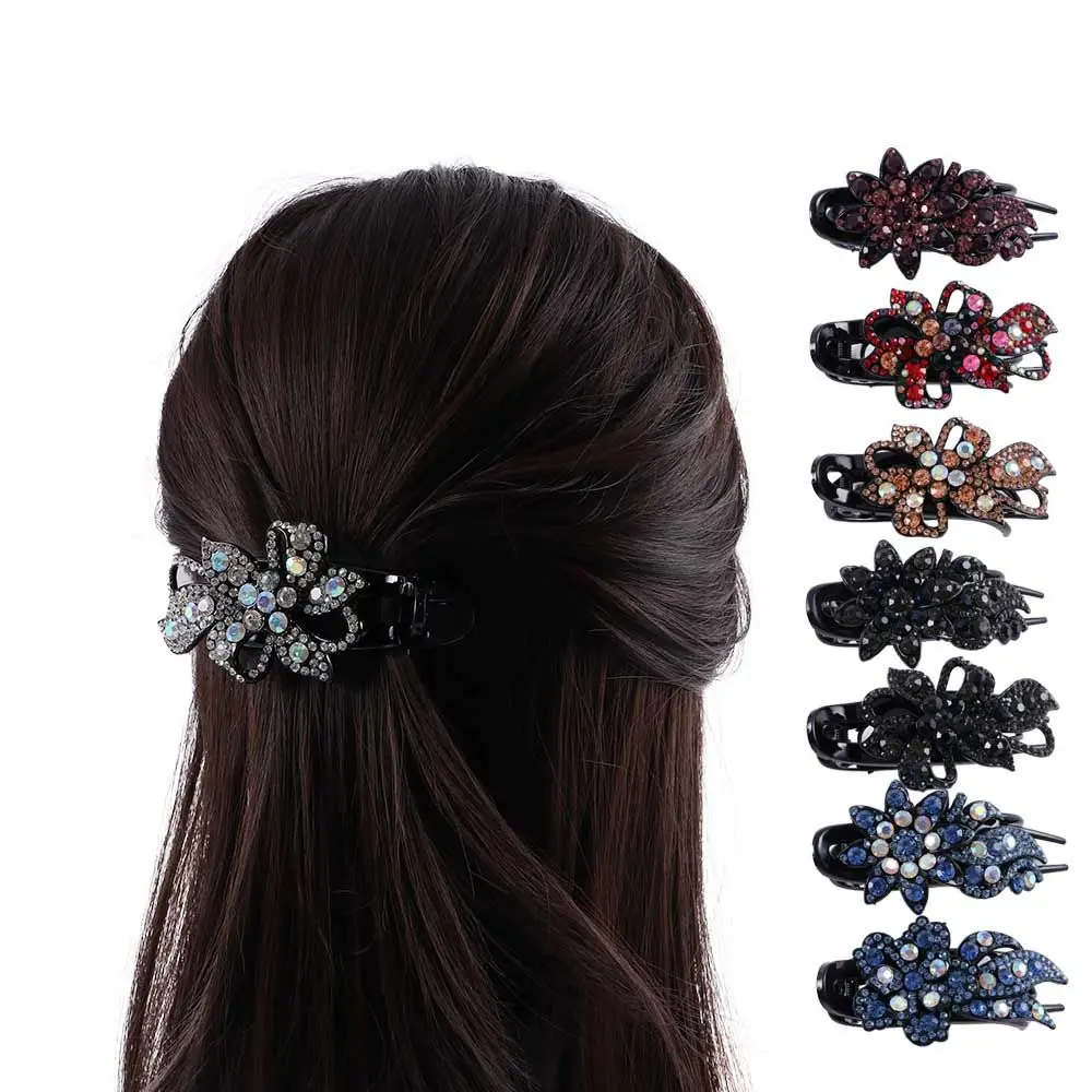 

Sweet Elegant Crystal Shinning Retro Mom Headwear Duckbill Clips Korean Style Hairpin Rhinestone Hairpin Female Hair Clip