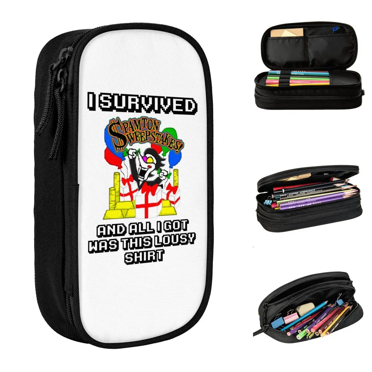 Deltarune SPAMTON SWEEPSTAKES مقلمة مقلمة صندوق القلم للطلاب سعة كبيرة حقيبة مكتب سستة القرطاسية