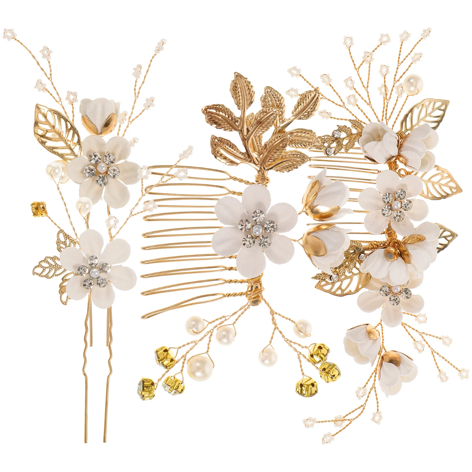 

4Pcs Wedding Hair Comb Set Delicate Crystal Combs for Bridal Bridesmaid Accessories Wristb Prom Party Flower Girls