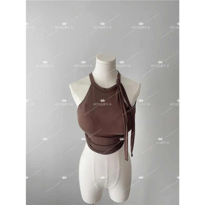 Simple Neckline Tie-Detail Slimming Vest by Zhi Che Summer 2024 Women's Fashion Casual Comfortable Fit Sleeveless Top