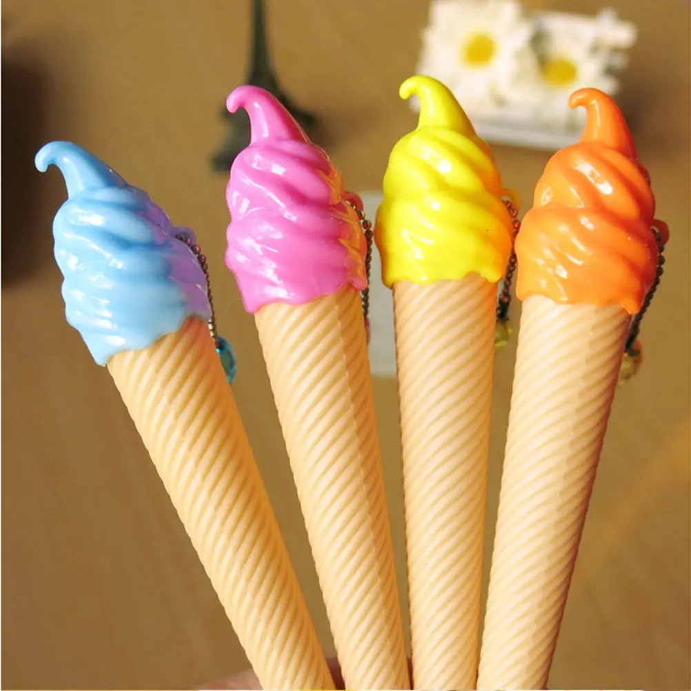 12Pcs Ice Cream Shape Gel Pens Extra Fine Tip Wear Resistant Smooth Gliding Writing Drawing Pens for Students Notes Study Office